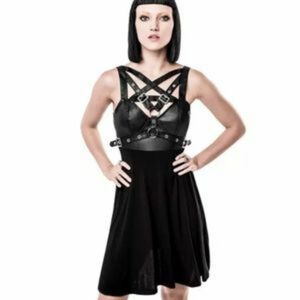 KILLSTAR Enchanted 4Play Faux Leather Corset Dress